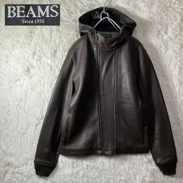 새상품급 BEAMS 빔즈 가죽 자켓 램 가죽 천연 가죽 브라운 L