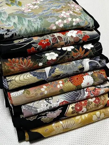 기모노 리메이크용 블랙 전통 예복 기모노 8장 세트 묶음 판매 K-3