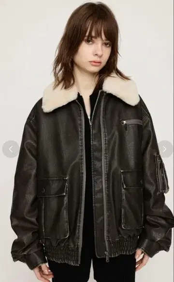 SLY 다크 브라운 레더 봄버 자켓