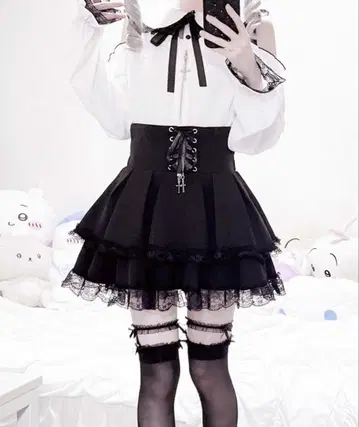 [ MA*RS ] 크로스 참 포함 스핀들 치마바지 / 블랙