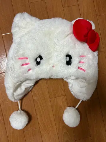 헬로키티 봉제 인형 모자 복슬복슬 유니버셜 USJ 귀여운