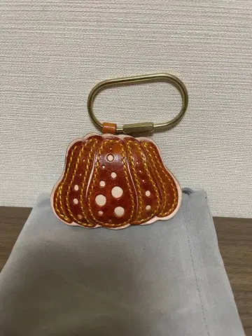 호박 모양 가죽 키링 본격 소가죽