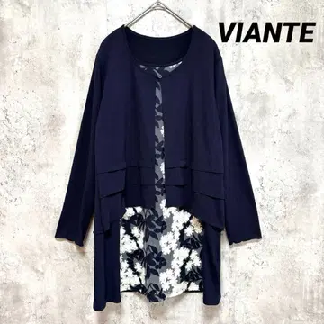 새상품급 [ VIANTE ] 도킹 튜닉 가디건풍 네이비 꽃무늬 레이스