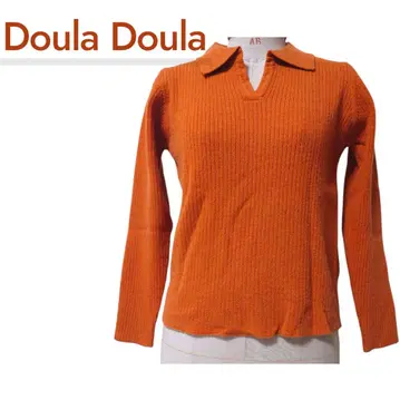 두라두라 폴로 옷깃 리브 니트 긴팔 상의 아크릴 100%