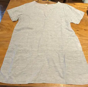 NATURAL LAUNDRY 그레이 V넥 반팔 코튼 튜닉 일본