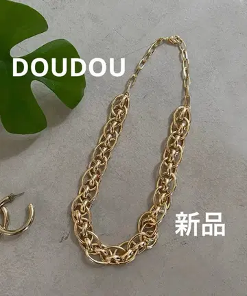 미사용 새상품 DouDou 더블 오버 루프 목걸이 골드