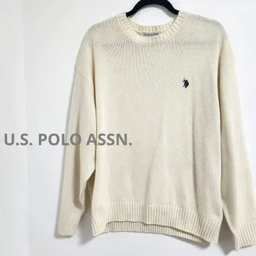 U.S. POLO ASSN. 크루넥 니트 스웨터 L 아이보리