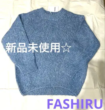 FASHIRU 블루 모헤어 혼방 니트 스웨터