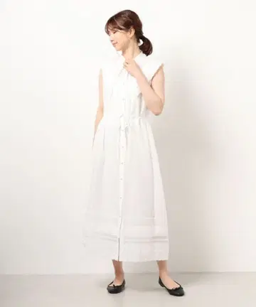 LOULOU WILLOUGHBY 코튼 실크 오간 자수 원피스