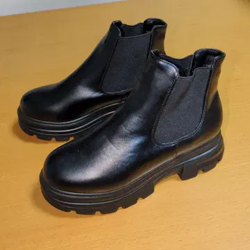 블랙 사이드 고어 부츠 통굽 M