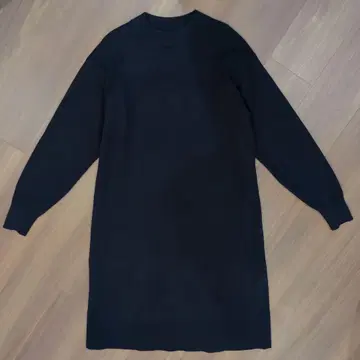 유니클로 니트 롱 원피스 M 네이비