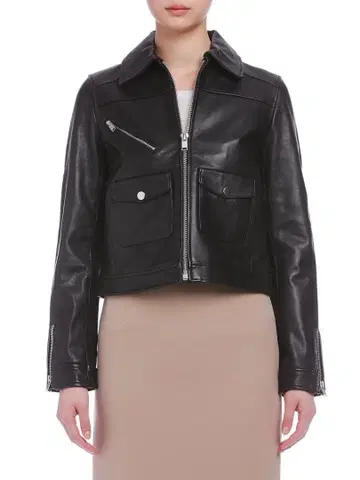 [ 새상품급 ] DOMA 블랙 레더 재킷 시어링 가죽 재킷