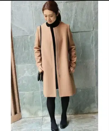 [ 새상품급 ] IENA 멜톤 노카라 코트 카멜