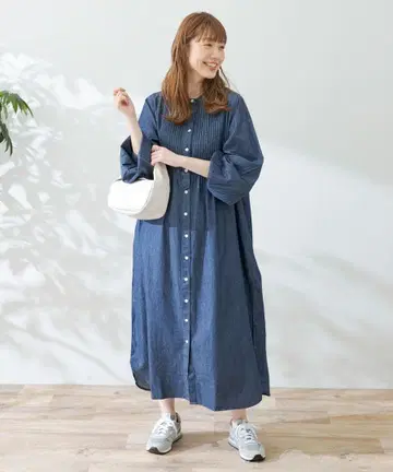 요크 핀턱 데님 셔츠 원피스 어반 리서치 서니 라벨 FREE