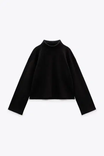 자라 zara 소프트 스웨터 터틀 크롭 블랙 L