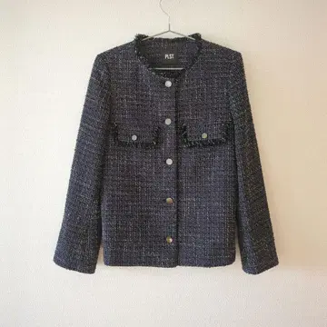 플라스테 트위드 자켓 페플럼 네이비 PLST