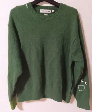 유니클로 x 아냐 힌드마치 울100% 니트 XXL 그린