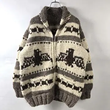 KANATA 캐나다제 썬더버드 패턴 코위찬 니트 가디건 빈티지