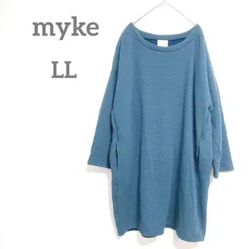 미카 티셔츠 원피스 LL 블루 계열 긴팔 빅 사이즈 속기모 구제 의류