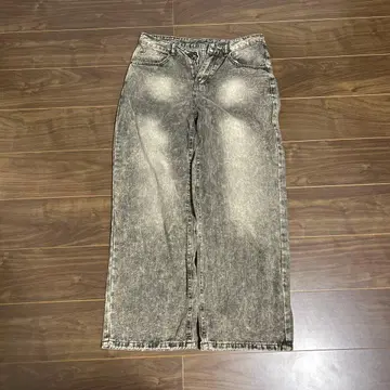 그레이 와이드 레그 데님 팬츠