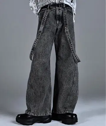 adrer 빈티지 메이크 커브 레그 3D 서스펜더 데님