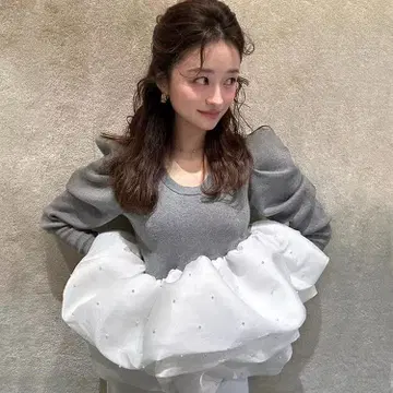 Bibiy. AMELIE PEPURAMU KNIT GLAY bibiy