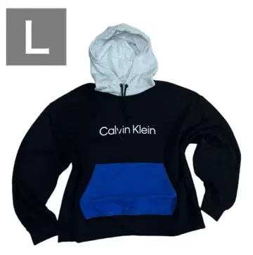 캘빈 클라인 후드 부착 후드티 블랙/블루