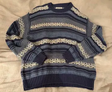 베네통 스웨터 빈티지 블루