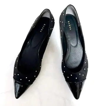 [RANDA] 블랙 도트 플랫슈즈 25.5cm 새상품급