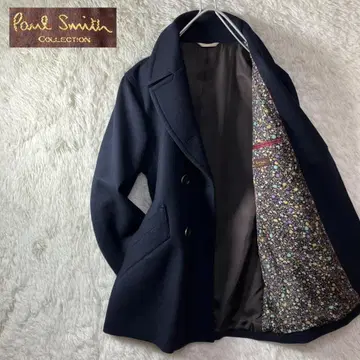 컨디션 최상 폴스미스 P 코트 더블 버튼 꽃무늬 일본제 네이비 M