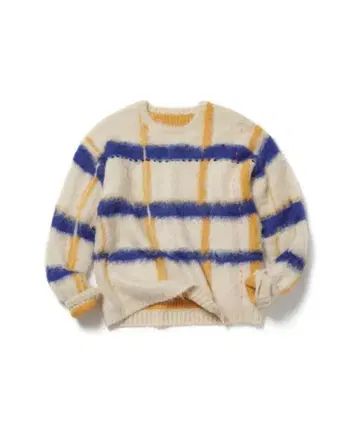 PAMM 투명한 공기 체크 니트 아이보리