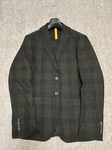 나노 유니버스 이탈리아제 다크 그린 체크 무늬 자켓