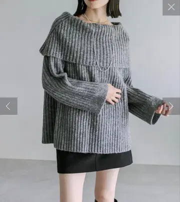 mystic [ 3색 전개 ] 오프숄더 니트 그레이