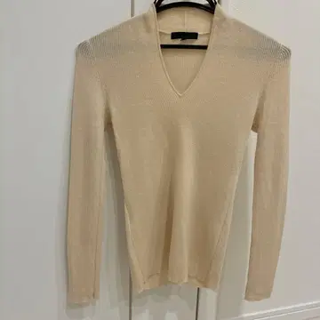 iCB 아이보리 V넥 리브 니트 S 사이즈