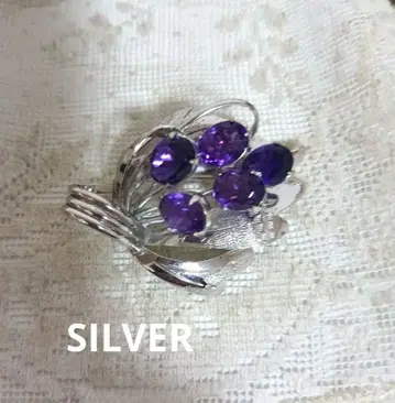 자수정 컬러 SILVER 브로치