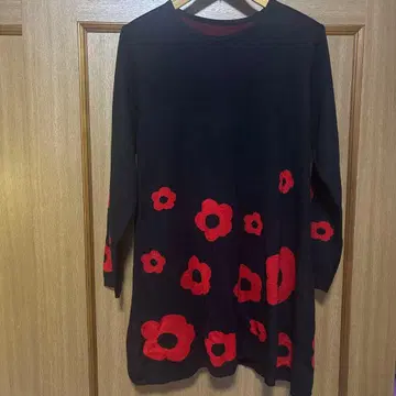 플라워 프린트 긴팔 레트로 튜닉 셋업