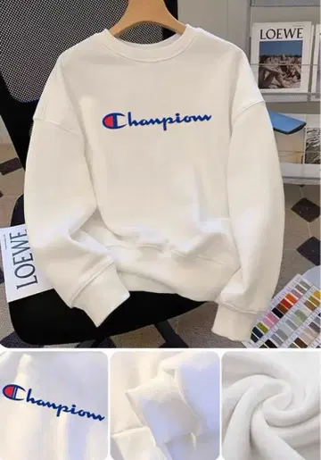 Champion 화이트 크루넥 맨투맨
