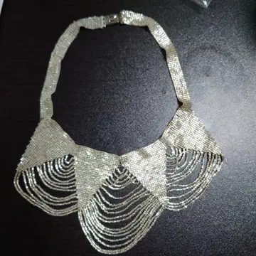 실버 비즈 디자인 목걸이