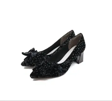 리본 포함 블랙 하이힐 6cm