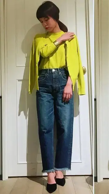 THE SHINZONE 컷오프 라이트 블루 데님