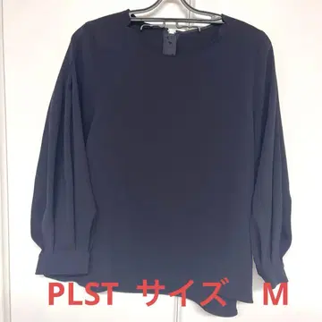 배송비 포함! PLST 백 지퍼 하늘하늘 소매 네이비 블라우스 사이즈 M