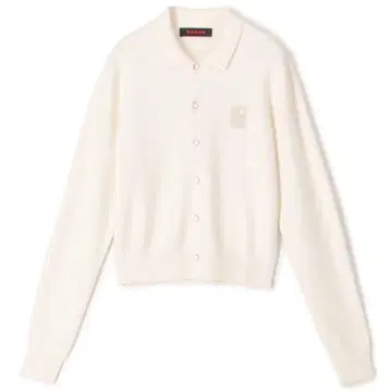 CABaN 코튼 캐시미어 펄 로고 폴로 가디건 화이트