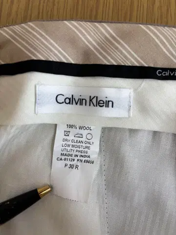 캘빈 클라인 베이지 슬랙스 100% 울