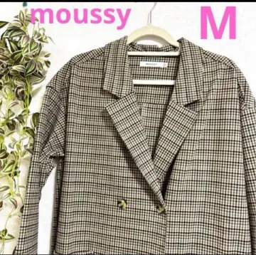 [ 새상품급 ] MOUSSY 마우지 체스터 코트 롱 코트 체크 M