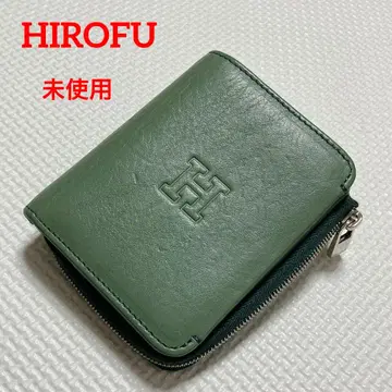 미사용 HIROFU 히로프 가죽 접이식 지갑 플라티카 그린 미니 지갑