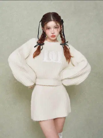 Darich 퀼팅 로고 니트 셋업 FL IVO