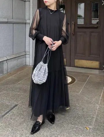 capricieux le'mage 튤 하이넥 원피스