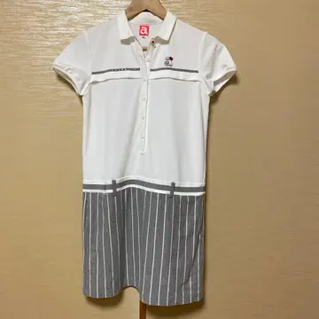 알비치오 archivio 골프웨어 원피스 화이트 x 스트라이프 그레이