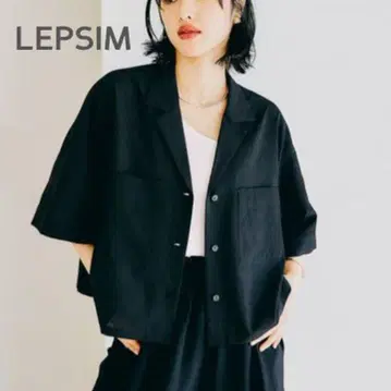 LEPSIM 숏 기장 오픈 카라 셔츠 블랙