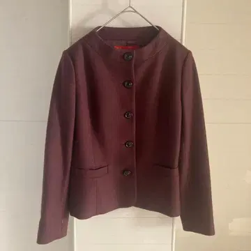 Yorkland 버건디 노카라 자켓